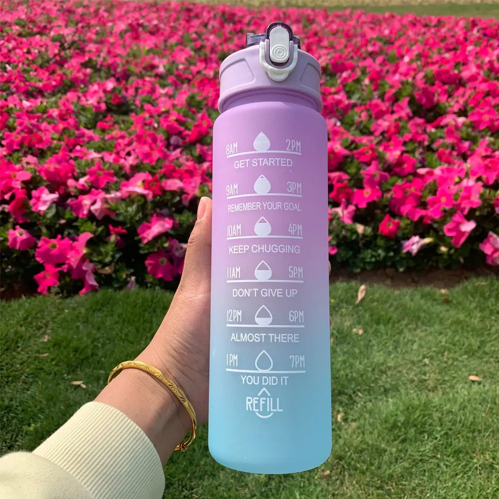 Water Bottle Motivational Drinking Bottle Sports Water Bottle With Time Marker Portable Reusable Plastic Cups Outdoor Travel Gym - Merit Sell