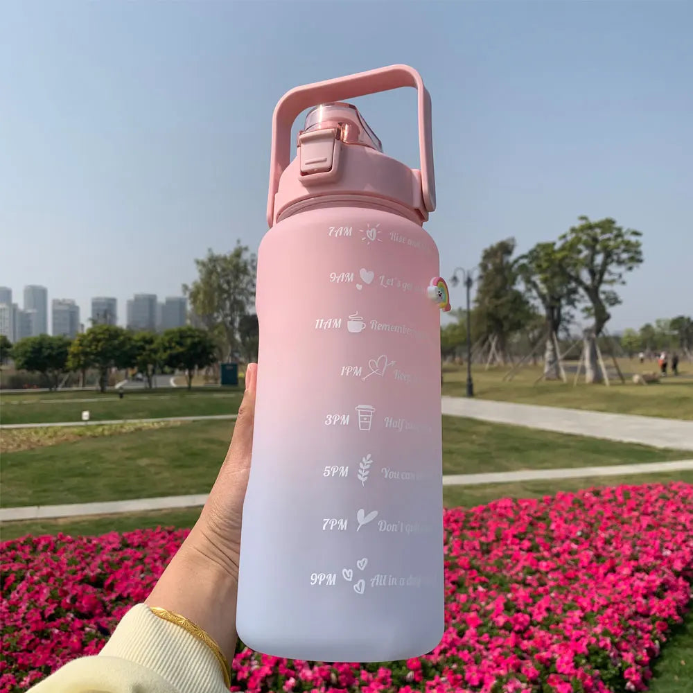 Water Bottle Motivational Drinking Bottle Sports Water Bottle With Time Marker Portable Reusable Plastic Cups Outdoor Travel Gym - Merit Sell