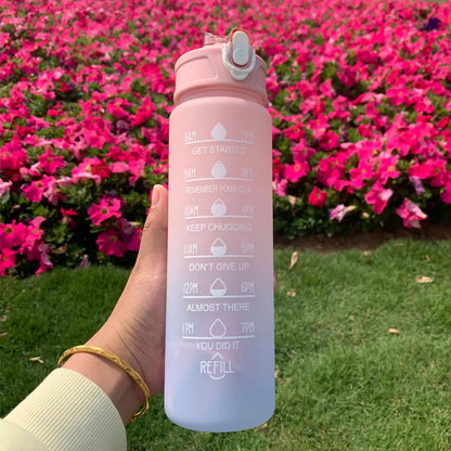 Water Bottle Motivational Drinking Bottle Sports Water Bottle With Time Marker Portable Reusable Plastic Cups Outdoor Travel Gym - Merit Sell