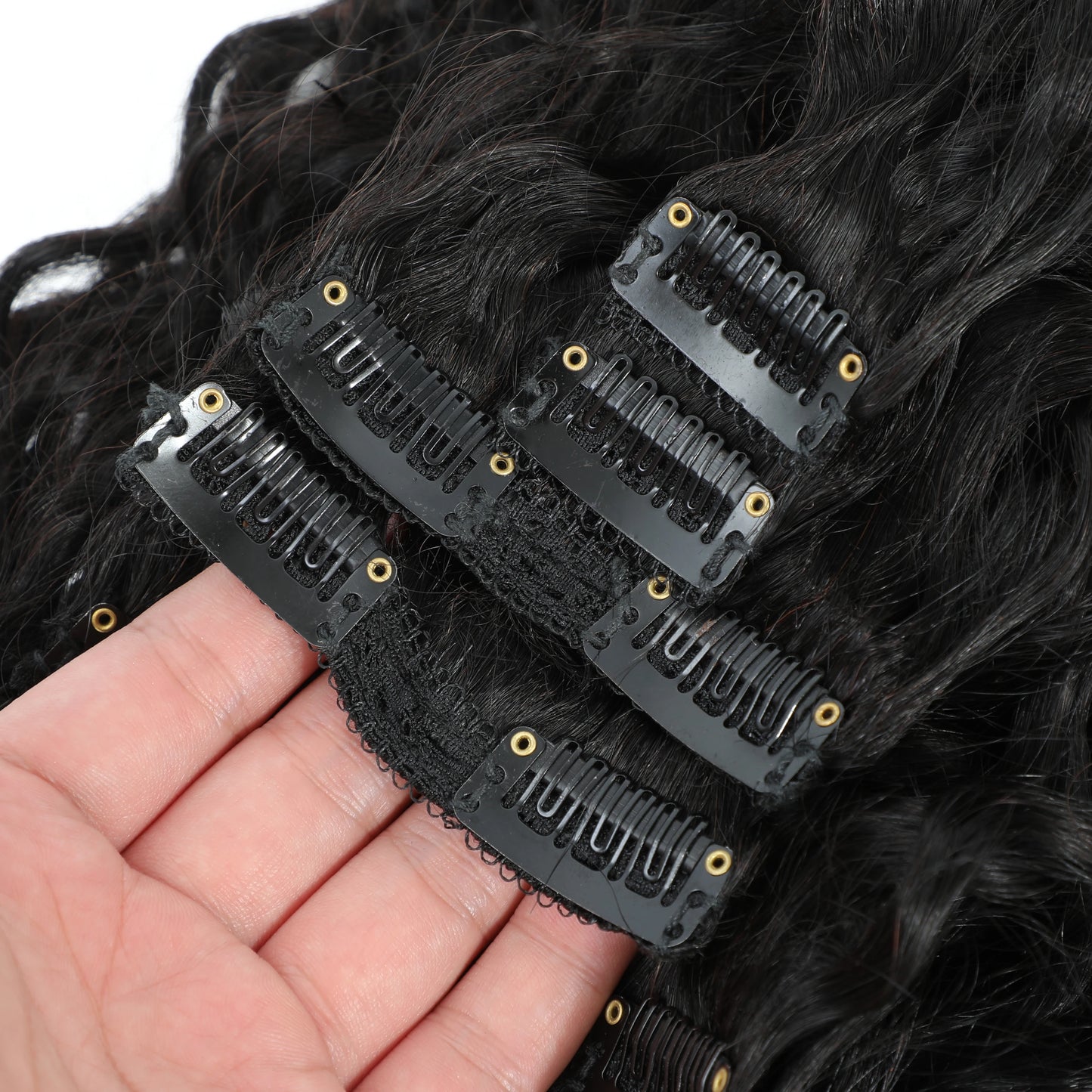 Water Wave Clip In Human Hair Extensions 8PC/Set 120g Wholesale Remy Virgin Curly Wavy Clip On Hair For Women Natural Hair Clips - Merit Sell