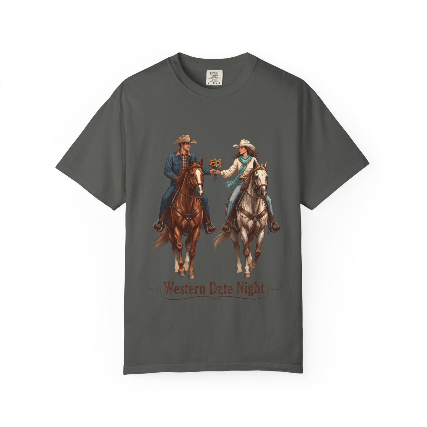 Western Date Night T-Shirt — Cowboy & Cowgirl Horseback Romance Tee