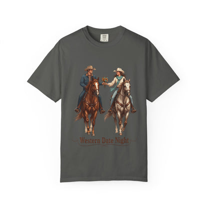 Western Date Night T-Shirt — Cowboy & Cowgirl Horseback Romance Tee