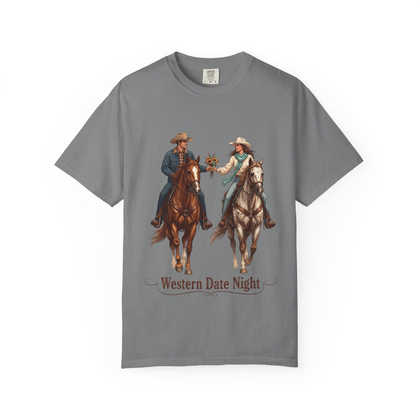 Western Date Night T-Shirt — Cowboy & Cowgirl Horseback Romance Tee