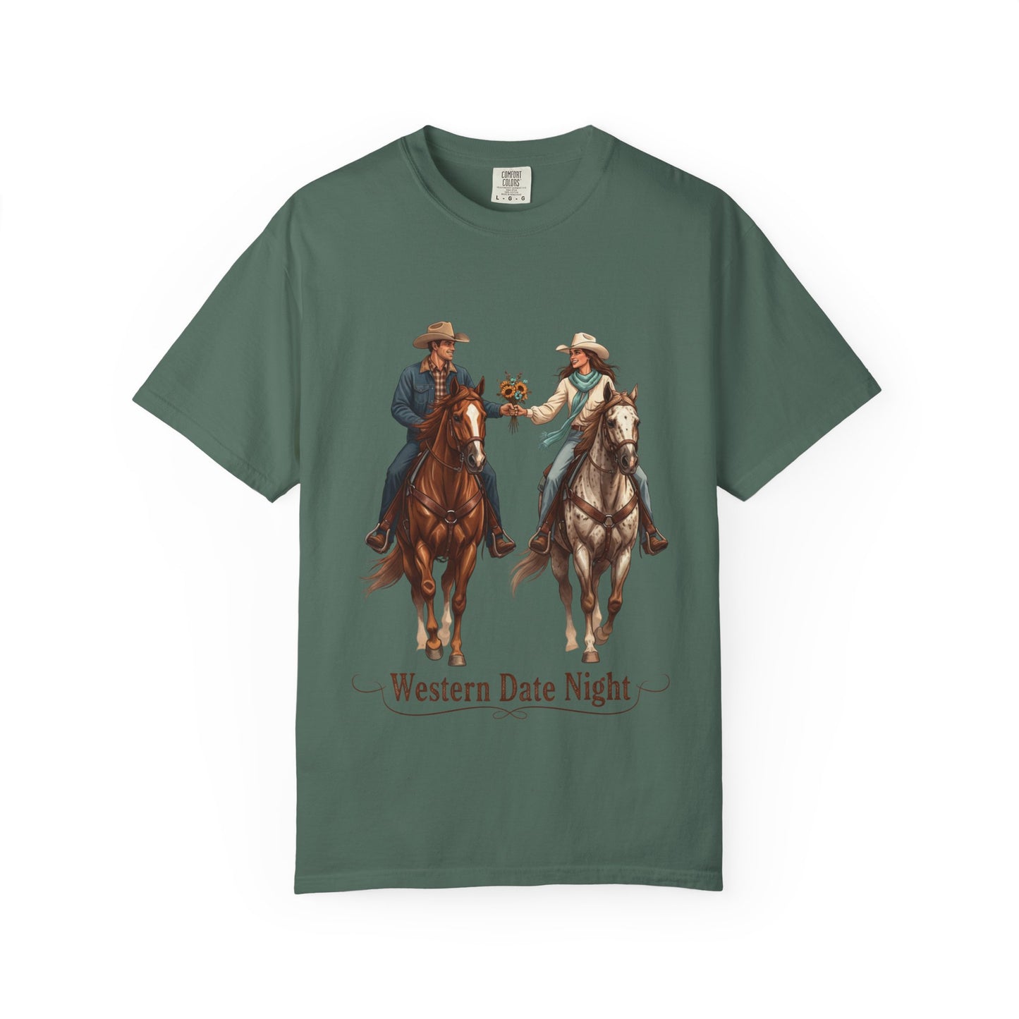 Western Date Night T-Shirt — Cowboy & Cowgirl Horseback Romance Tee