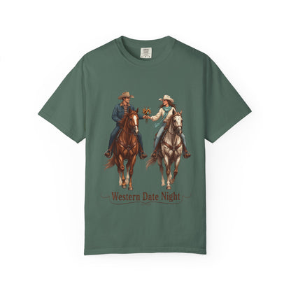 Western Date Night T-Shirt — Cowboy & Cowgirl Horseback Romance Tee