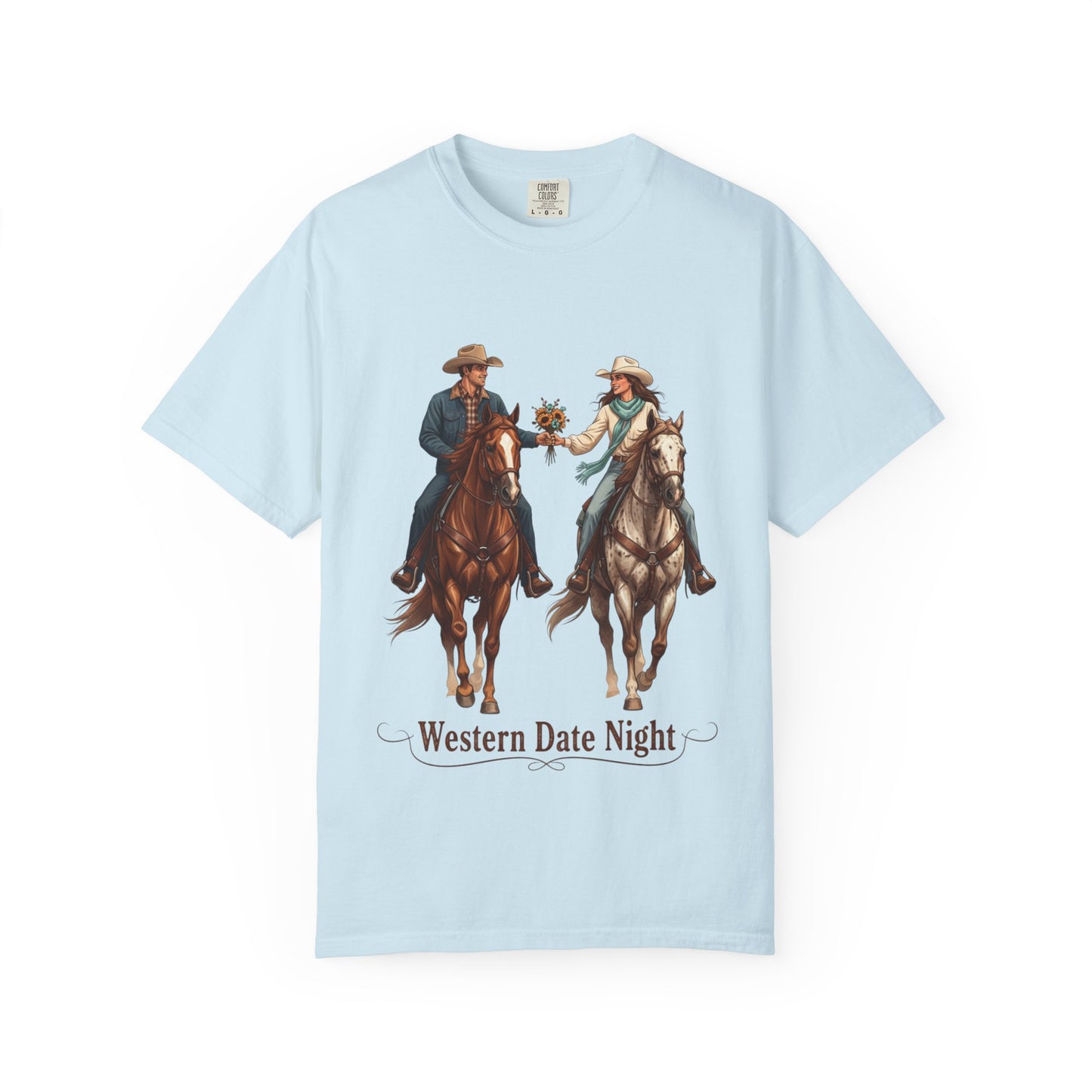 Western Date Night T-Shirt — Cowboy & Cowgirl Horseback Romance Tee