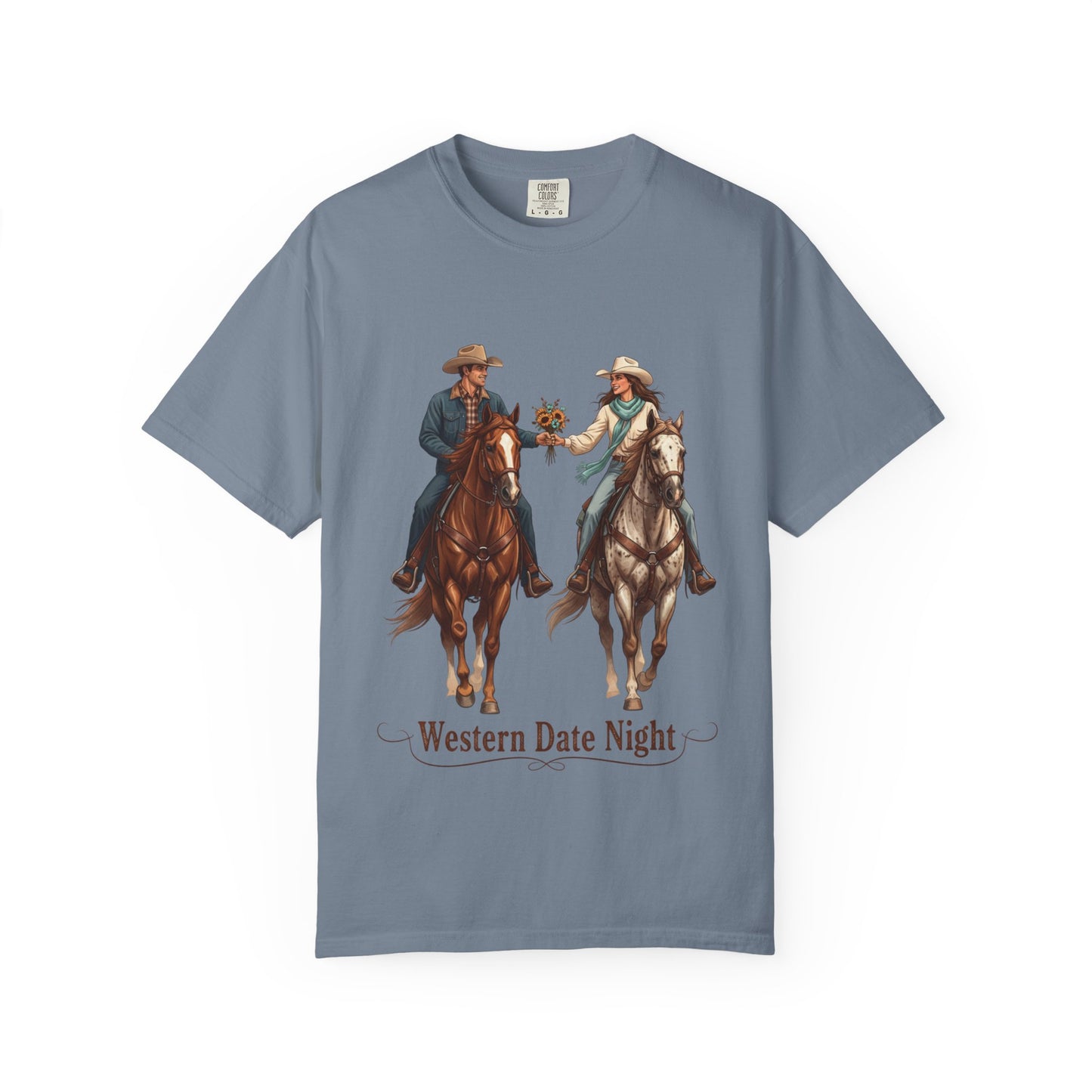 Western Date Night T-Shirt — Cowboy & Cowgirl Horseback Romance Tee