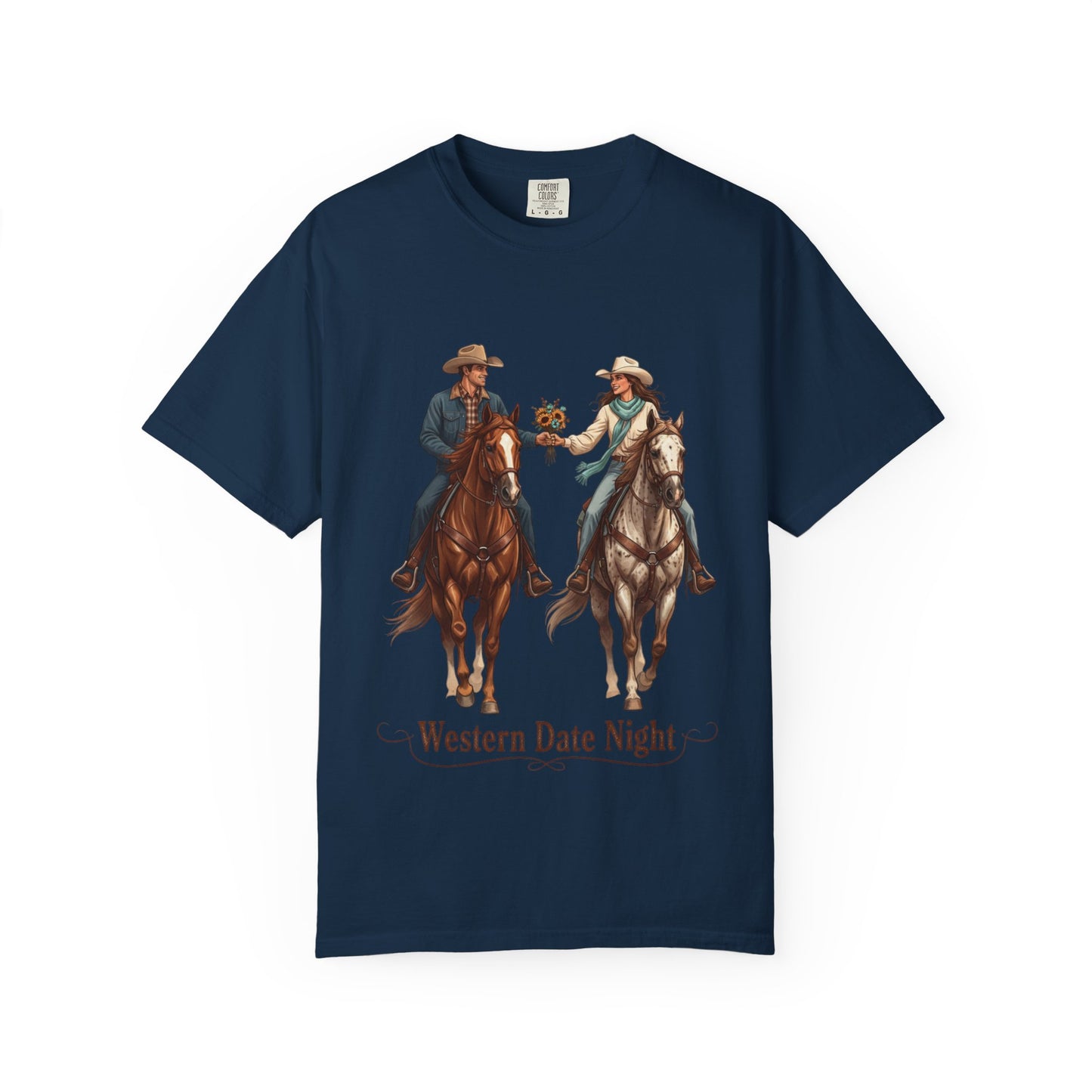 Western Date Night T-Shirt — Cowboy & Cowgirl Horseback Romance Tee