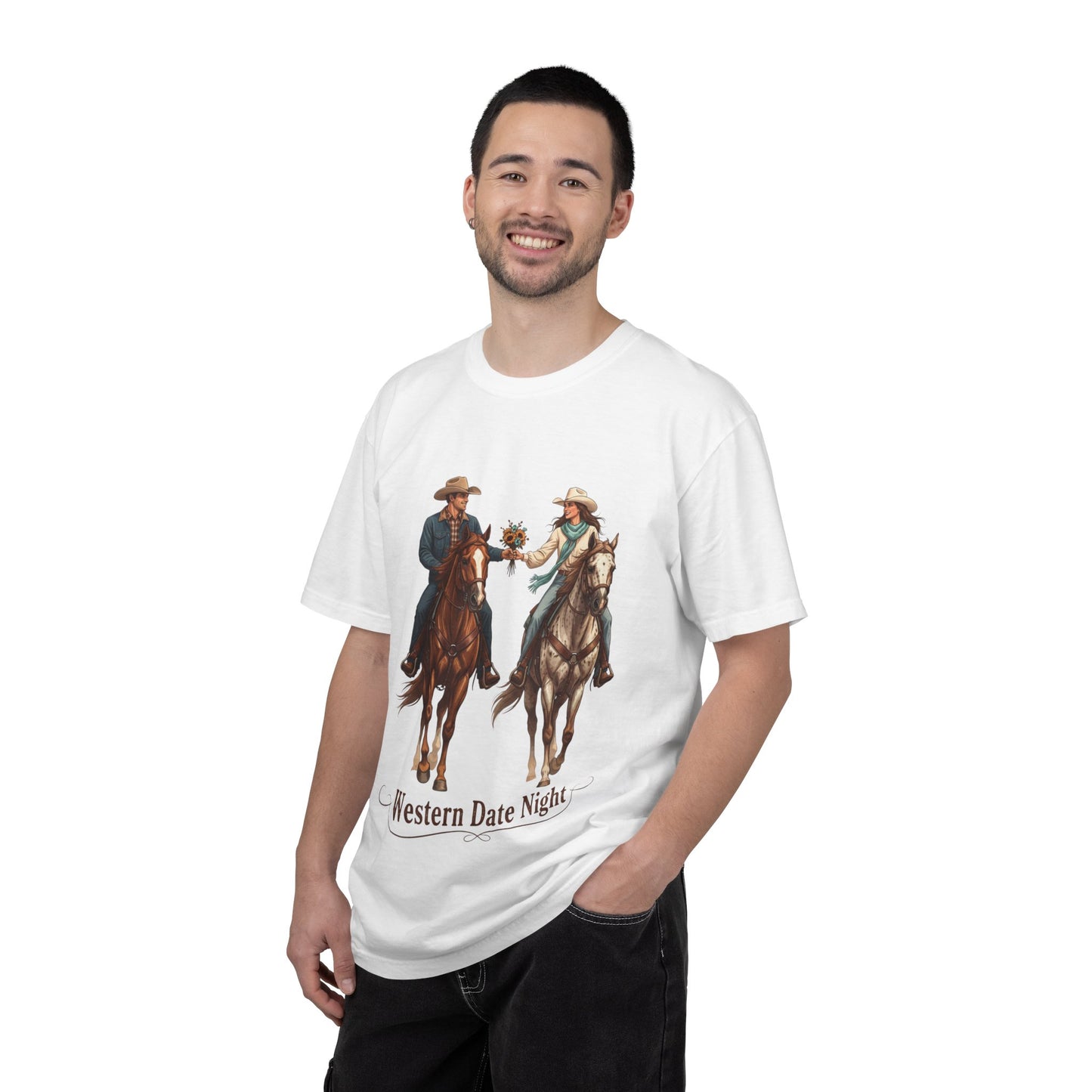 Western Date Night T-Shirt — Cowboy & Cowgirl Horseback Romance Tee