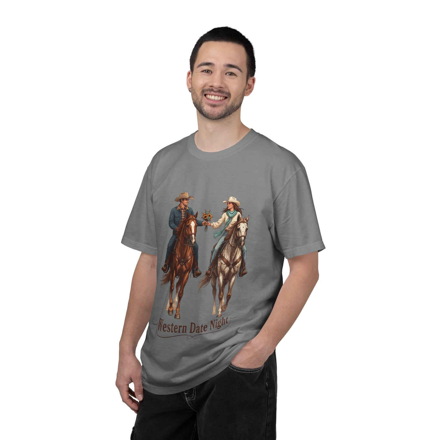 Western Date Night T-Shirt — Cowboy & Cowgirl Horseback Romance Tee