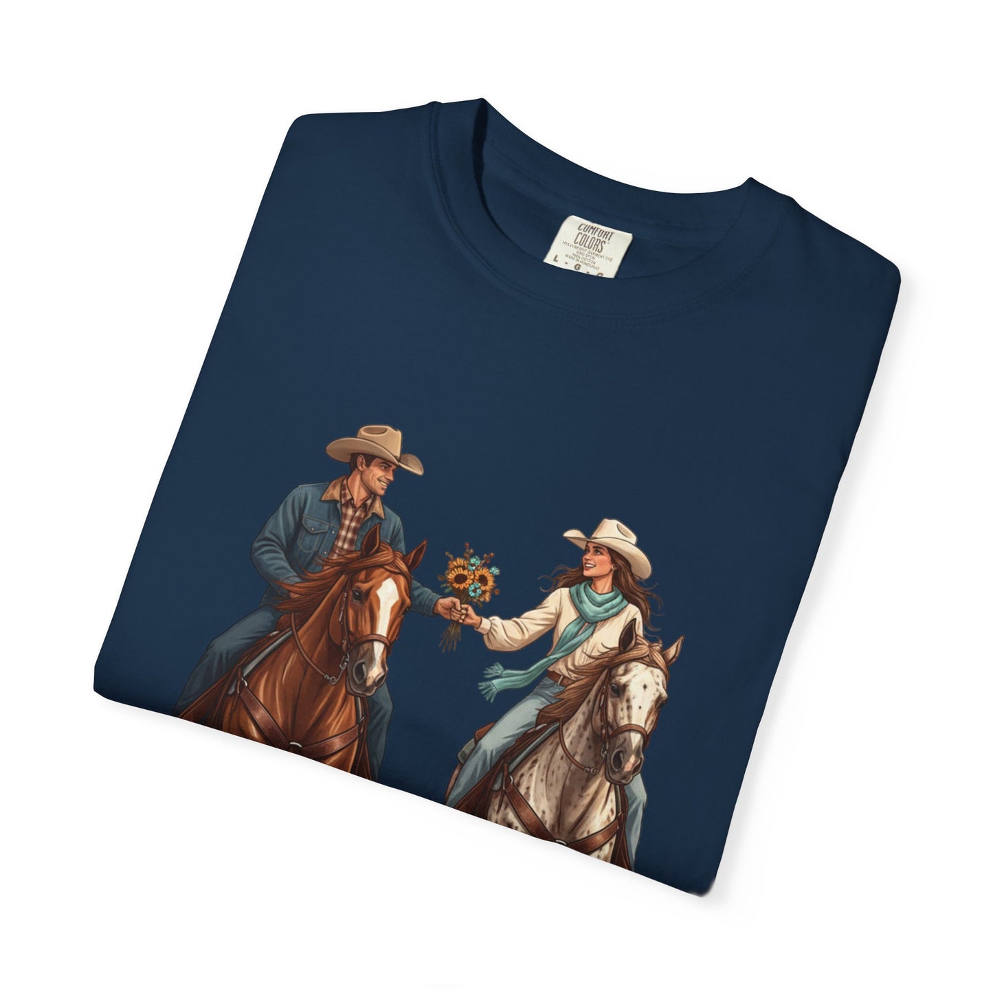 Western Date Night T-Shirt — Cowboy & Cowgirl Horseback Romance Tee