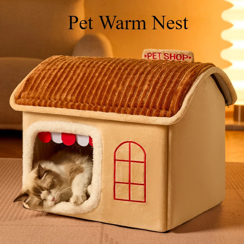 Winter Foldable Pet House Suitable for Puppies Kittens Puppies Cave Nests Portable Washable Dog Shelters Cat Nests Pet Supplies - Merit Sell
