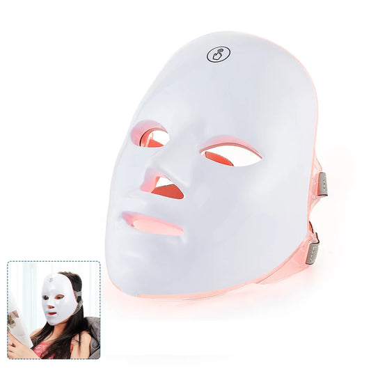 Wireless 7 Colors LED Face Beauty Machine Photon Facial Neck Skin Tighten Rejuvenation Facial Neck Mask - Merit Sell