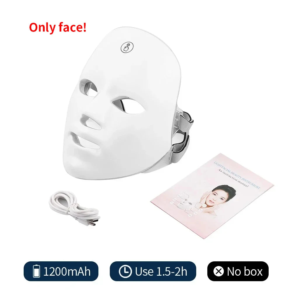 Wireless 7 Colors LED Face Beauty Machine Photon Facial Neck Skin Tighten Rejuvenation Facial Neck Mask - Merit Sell