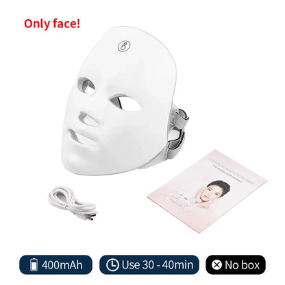 Wireless 7 Colors LED Face Beauty Machine Photon Facial Neck Skin Tighten Rejuvenation Facial Neck Mask - Merit Sell