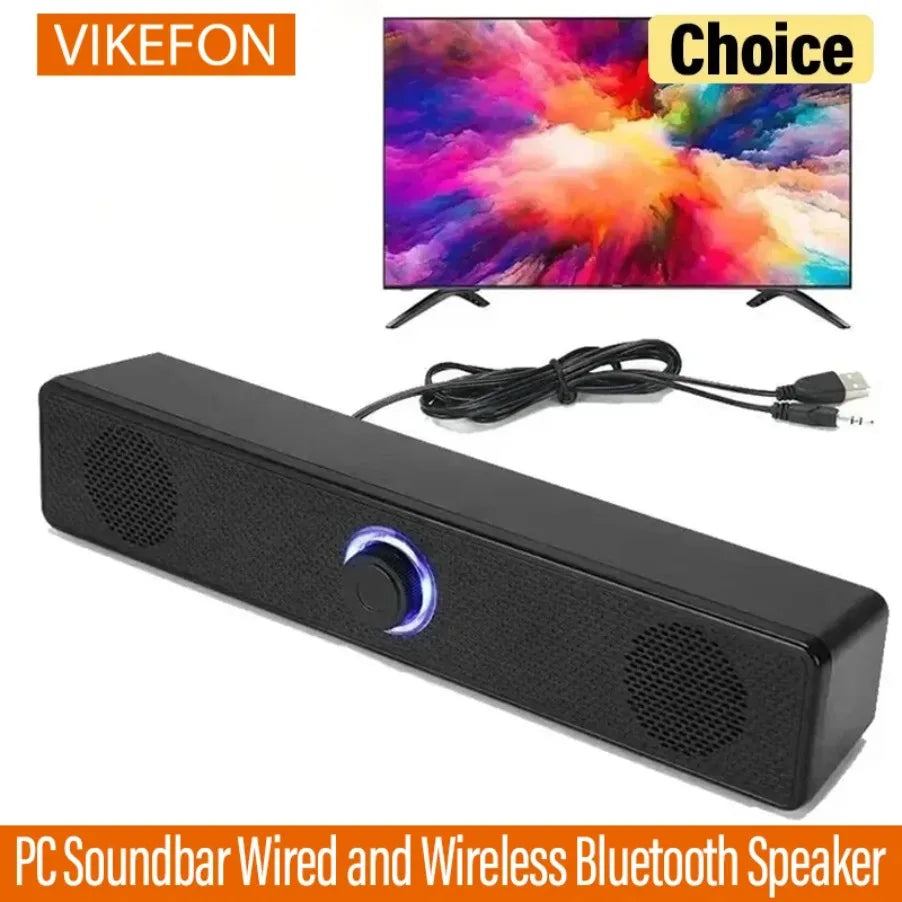 Wireless Bluetooth and PC Soundbar Wired Speaker USB Powered Soundbar for TV Pc Laptop Gaming Home Theater Surround Audio System - Merit Sell