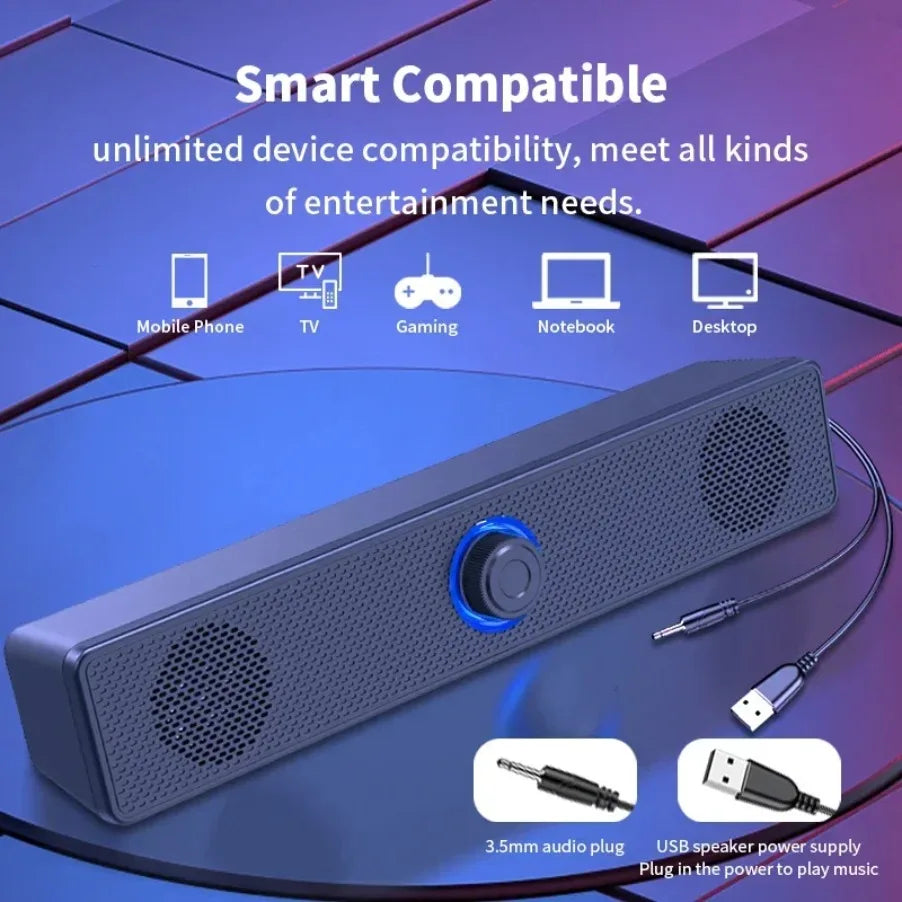 Wireless Bluetooth and PC Soundbar Wired Speaker USB Powered Soundbar for TV Pc Laptop Gaming Home Theater Surround Audio System - Merit Sell