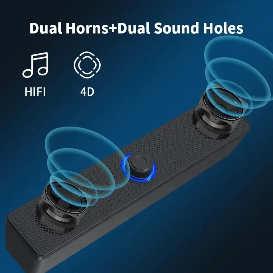 Wireless Bluetooth and PC Soundbar Wired Speaker USB Powered Soundbar for TV Pc Laptop Gaming Home Theater Surround Audio System - Merit Sell
