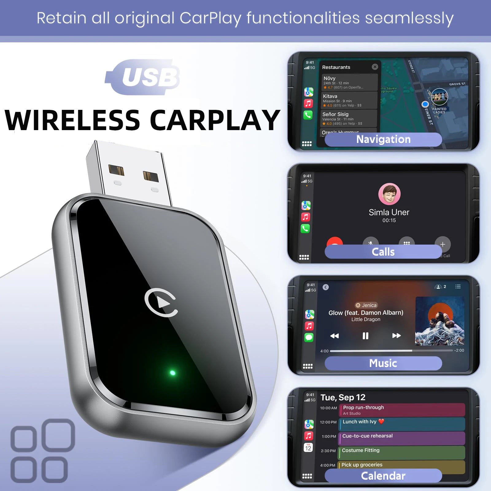 Wireless CarPlay Adapter for iPhone,2in1 Wired to Wireless CarPlay,wireless apple carplay adapter with usb-c/Type-C android auto - Merit Sell