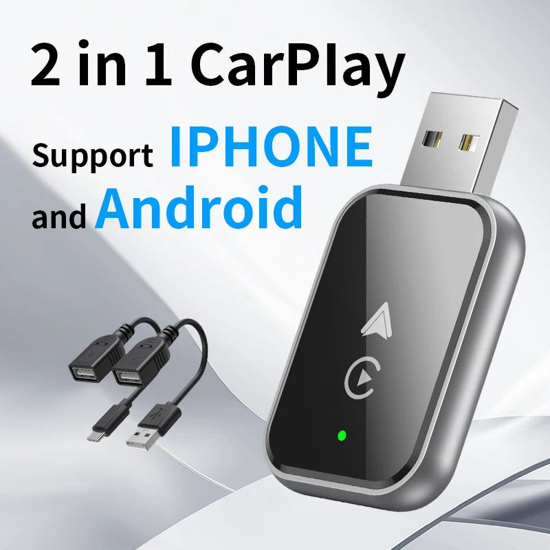 Wireless CarPlay Adapter for iPhone,2in1 Wired to Wireless CarPlay,wireless apple carplay adapter with usb-c/Type-C android auto - Merit Sell