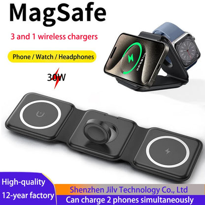 Wireless Charger 3 in 1 Charging Station for iPhone 15/14/13/12 Series Travel Charger for Multiple Devices for AirPods 3/2/Pro A - Merit Sell