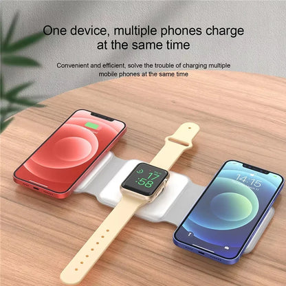 Wireless Charger 3 in 1 Charging Station for iPhone 15/14/13/12 Series Travel Charger for Multiple Devices for AirPods 3/2/Pro A - Merit Sell
