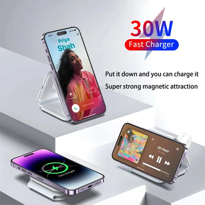 Wireless Charger 3 in 1 Charging Station for iPhone 15/14/13/12 Series Travel Charger for Multiple Devices for AirPods 3/2/Pro A - Merit Sell