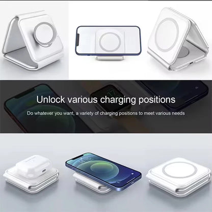 Wireless Charger 3 in 1 Charging Station for iPhone 15/14/13/12 Series Travel Charger for Multiple Devices for AirPods 3/2/Pro A - Merit Sell