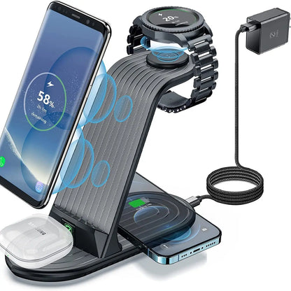 Wireless Charger, ZHIKE 4 in 1 20W Wireless Charging Station Compatible with Galaxy Phone/Watch/Buds. - Merit Sell