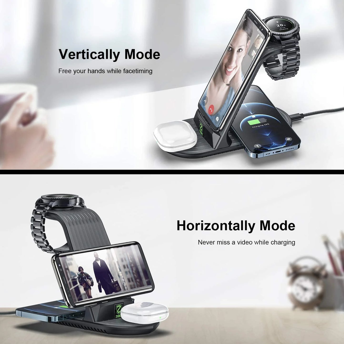 Wireless Charger, ZHIKE 4 in 1 20W Wireless Charging Station Compatible with Galaxy Phone/Watch/Buds. - Merit Sell