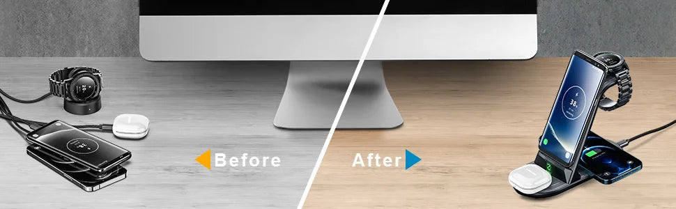 Wireless Charger, ZHIKE 4 in 1 20W Wireless Charging Station Compatible with Galaxy Phone/Watch/Buds. - Merit Sell