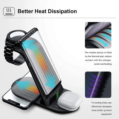 Wireless Charger, ZHIKE 4 in 1 20W Wireless Charging Station Compatible with Galaxy Phone/Watch/Buds. - Merit Sell