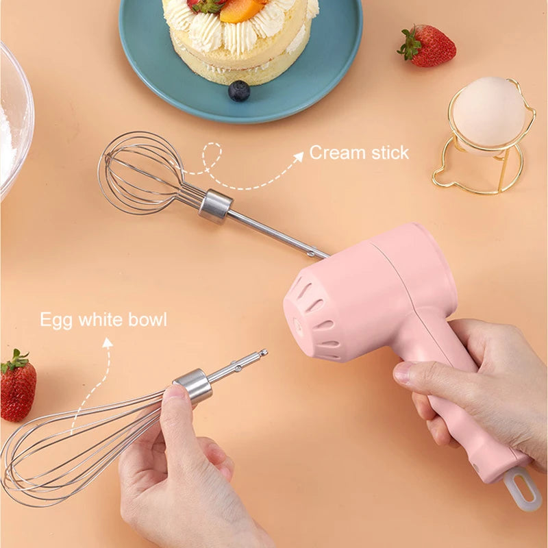 Wireless Portable Electric Food Mixer Hand Blender 3 Speeds High Power Dough Blender Egg Beater Baking Hand Mixer Kitchen Tools - Merit Sell