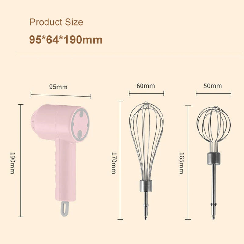 Wireless Portable Electric Food Mixer Hand Blender 3 Speeds High Power Dough Blender Egg Beater Baking Hand Mixer Kitchen Tools - Merit Sell