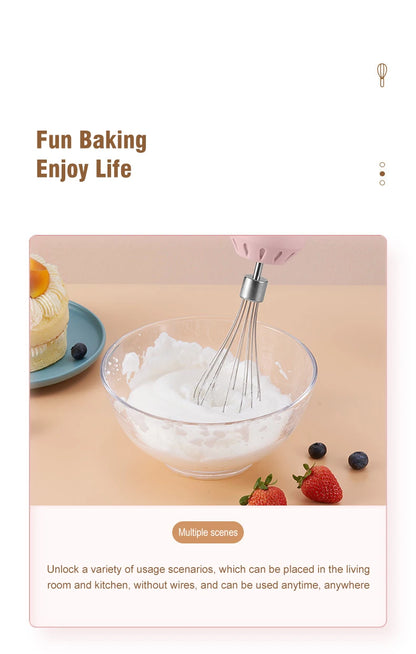 Wireless Portable Electric Food Mixer Hand Blender 3 Speeds High Power Dough Blender Egg Beater Baking Hand Mixer Kitchen Tools - Merit Sell