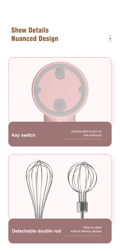 Wireless Portable Electric Food Mixer Hand Blender 3 Speeds High Power Dough Blender Egg Beater Baking Hand Mixer Kitchen Tools - Merit Sell