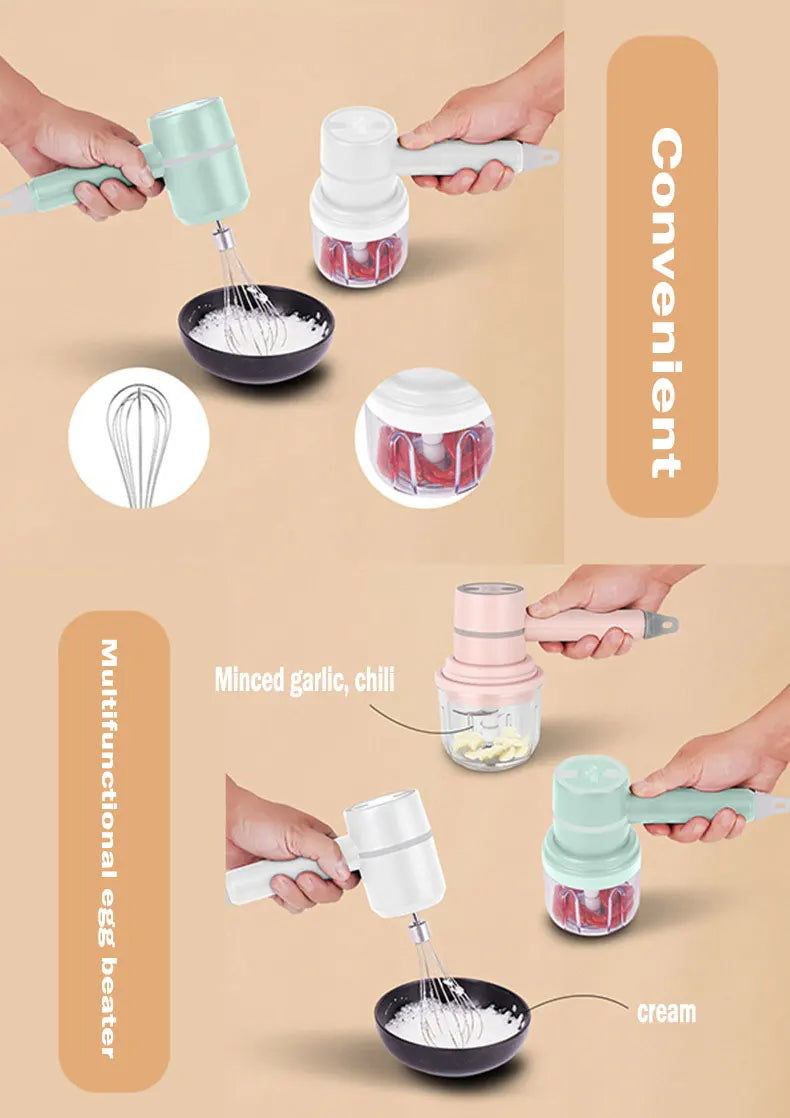 Wireless Portable Electric Food Mixer Hand Blender 3 Speeds High Power Dough Blender Egg Beater Baking Hand Mixer Kitchen Tools - Merit Sell