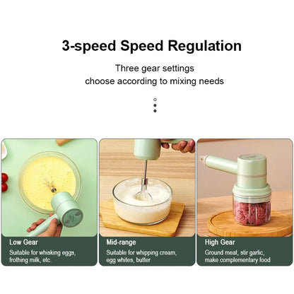 Wireless Portable Electric Food Mixer Hand Blender 3 Speeds High Power Dough Blender Egg Beater Baking Hand Mixer Kitchen Tools - Merit Sell