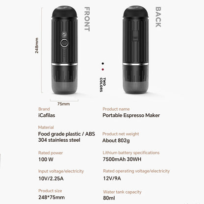 Wireless Portable Espresso Coffee Machine 19 Bar Automatic Heating fit Capsule & Ground Travel Coffee Maker for Camping Office - Merit Sell