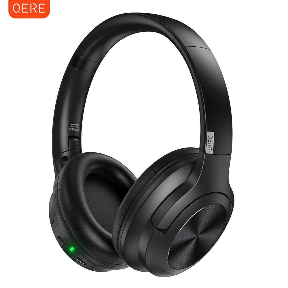 Wireless headphones QERE E80 Earphone bluetooth 5.3 ANC Noise Cancellation Hi-Res Audio Over the Ear Headset 70H 40mm Driver2.4G - Merit Sell