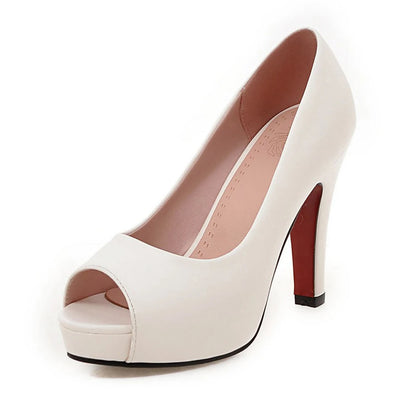 Women High Heels Party Platform Shoes Fish Mouth Spring Pumps Woman Pointed Toe Slip On Thin Heels Female Dress Shoes Plus Size - Merit Sell