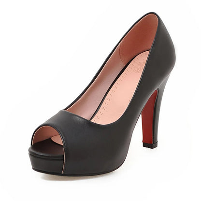 Women High Heels Party Platform Shoes Fish Mouth Spring Pumps Woman Pointed Toe Slip On Thin Heels Female Dress Shoes Plus Size - Merit Sell