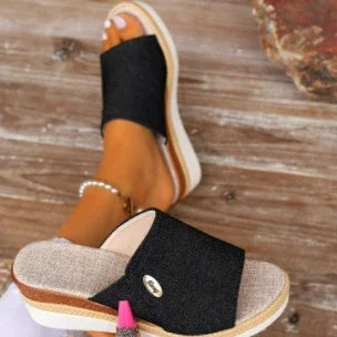 Women Slippers 2024 Summer New Fashion Elegant Cloth Shoes for Women Wedge Peep Toe Platform Slippers Ladies Zapatos De Mujer - Merit Sell