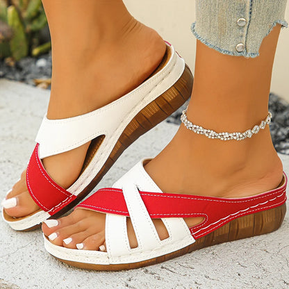 Women's Sandals New Wedges Heels Sandals Summer Shoes Woman Mix Color Summer Slippers Sandalias Mujer Luxury Heeled Footwear - Merit Sell