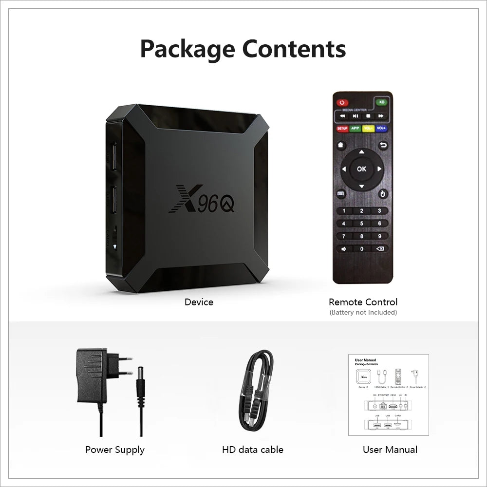 X96Q TV Box Android 10 2GB 16GB Allwinner H313 Quad Core 4K 60fps 2.4G Wifi Youtube X96 Android TVBOX Set Top Box 1GB 8GB - Merit Sell