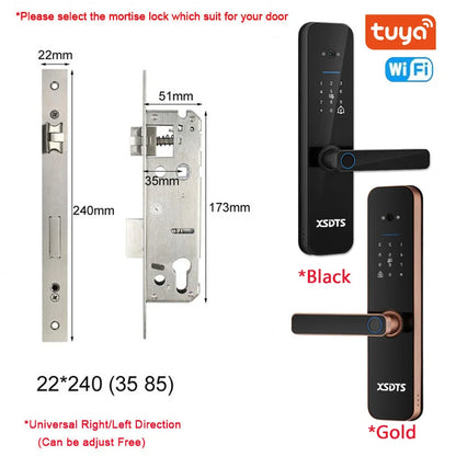 XSDTS Electronic Smart Door Lock Tuya Wifi Digital Biometric Camera Fingerprint Smart Card Password Key Unlock - Merit Sell
