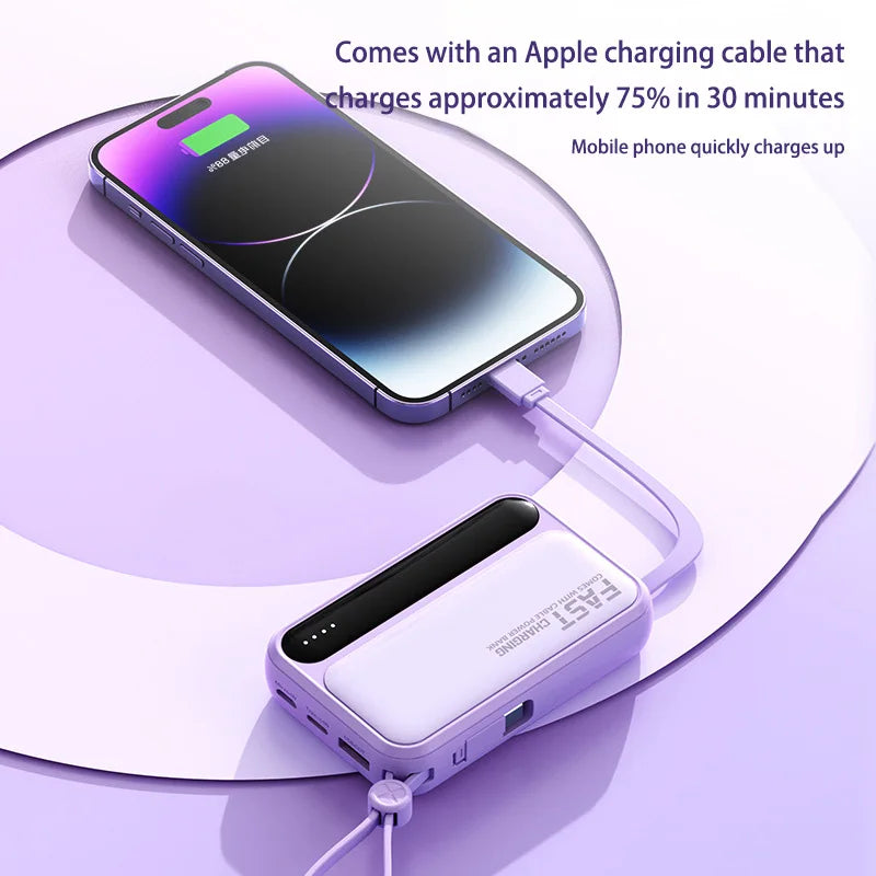 Xiaomi 100000mAh Large Capacity Power Bank Portable fast charging power bank with built-in 4 Cables Battery For IPhone Samsung - Merit Sell