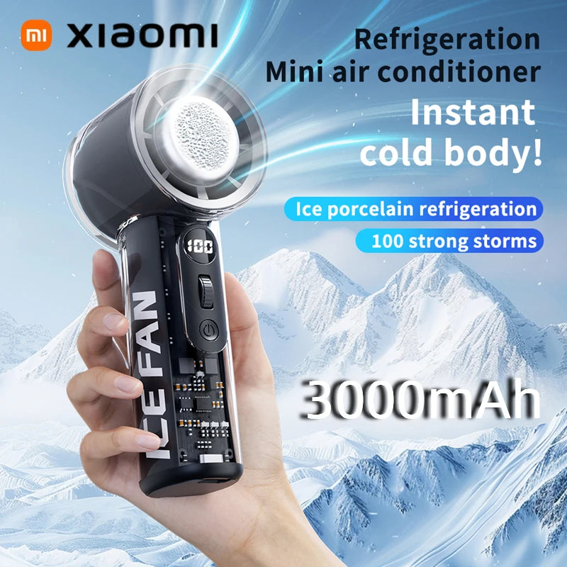 Xiaomi MIJIA Portable Refrigeration Small Air conditioner 100 Wind High-speed Mini Handheld Fan 3000mAh USB Outdoor Turbo Fan - Merit Sell