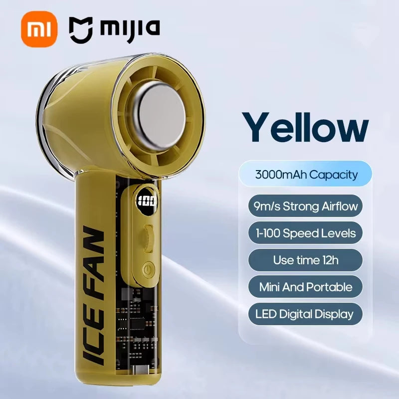 Xiaomi MIJIA Portable Refrigeration Small Air conditioner 100 Wind High-speed Mini Handheld Fan 3000mAh USB Outdoor Turbo Fan - Merit Sell