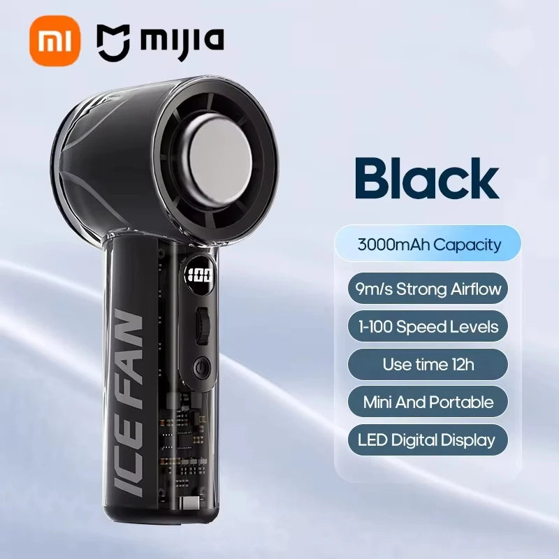 Xiaomi MIJIA Portable Refrigeration Small Air conditioner 100 Wind High-speed Mini Handheld Fan 3000mAh USB Outdoor Turbo Fan - Merit Sell